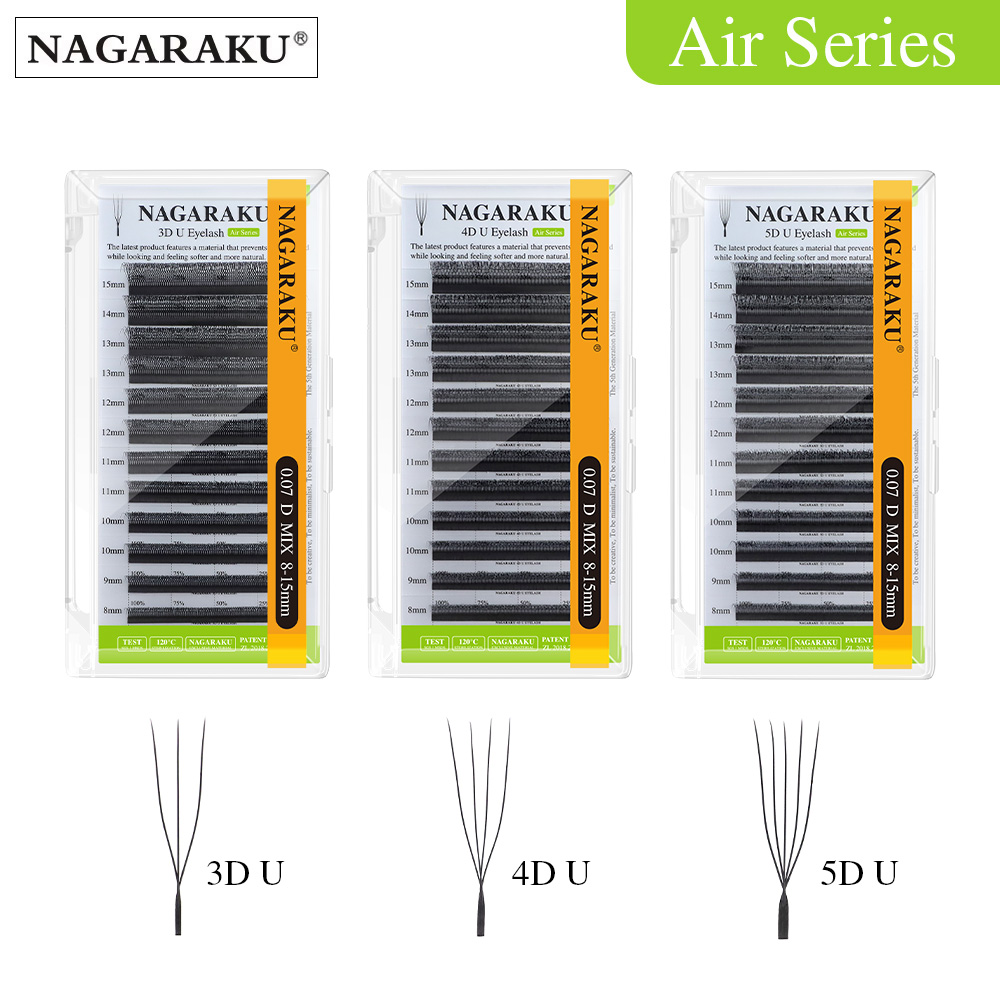 Eyelash Extension Human Hair - ขนตาปลอม NAGARAKU รูปทรงตัวยู 3 มิติ/4 มิติ/5