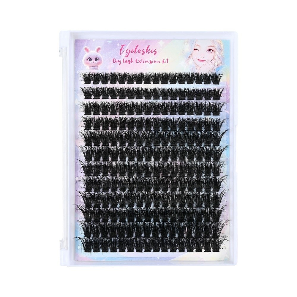 Eyelash Extension Look - ชุดต่อขนตาปลอมแบบธรรมชาติ ดีไซน์แบบกลุ่ม ติดแน่น ทนนาน ชุดอุปกรณ์ต่อขนตา DIY